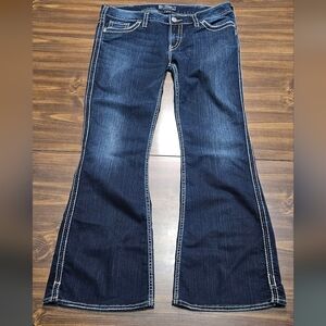 Silver Flared Jeans - Dark Blue